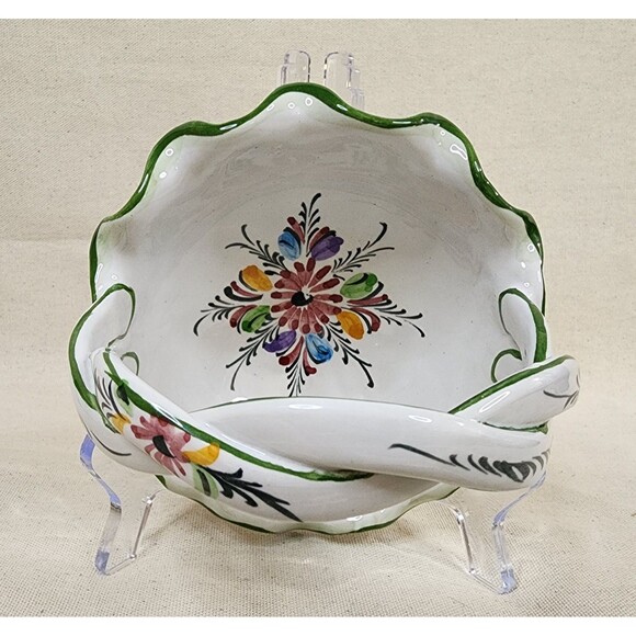 Vintage RCCL Portuguese ART Ceramic Hand Painted Basket Floral - 1988 - Picture 7 of 11